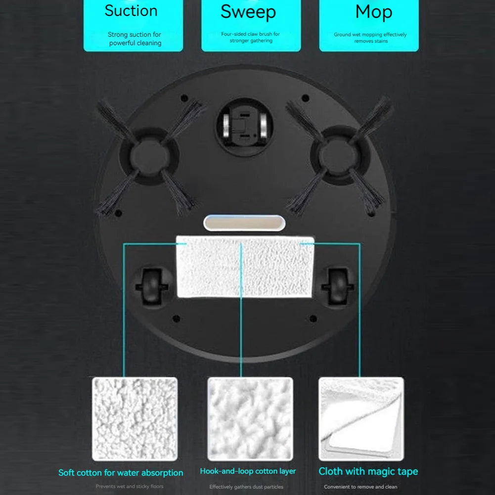 3 In 1 Smart Sweeping Robot Multi-Purpose Intelligent Wiping Floor Robot Rechargeable Automatic Cleaning Machine for Dust Remove