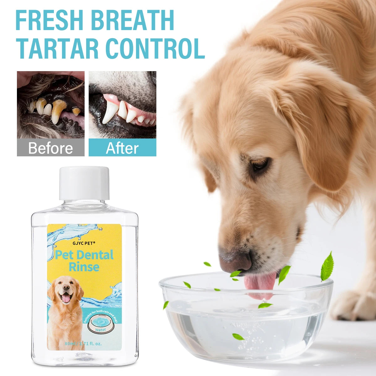 GJYC PET Concentrated Pet Mouthwash Oral Care Tartar Removal Fresh Breath Odor Eliminator Teeth Whitening For Dogs Cats
