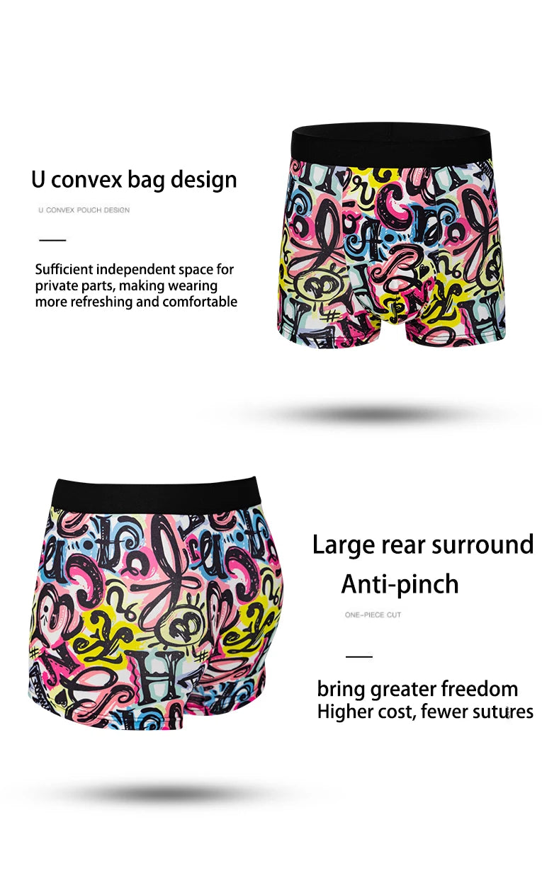 5-Pack Fashionable Men's Boxer Shorts, Comfortable, Soft, Fashionable, Printed, Casual and Versatile Men's Underwear