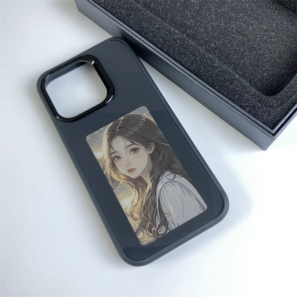 NFC Function AI Phone Cases For iPhone 17 16 15 14 13 Pro Max Plus Coque NFC DIY Luxury E ink Screen Display Custom Phone Case