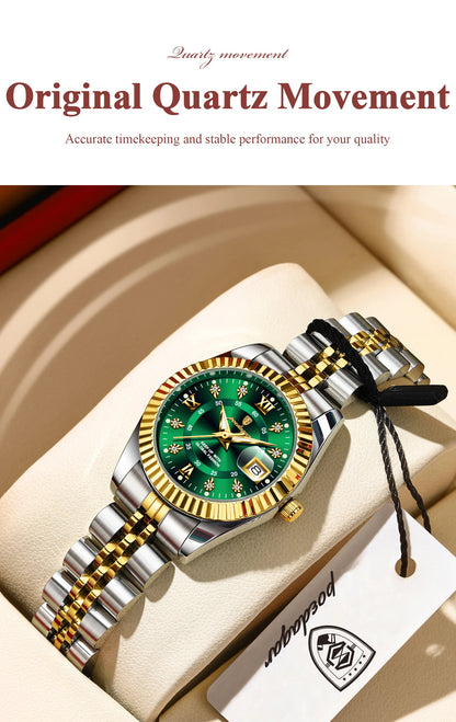 POEDAGAR Elegant Women's Watch Waterproof Luminous Date Fashion Ladies Wristwatch Stainless Steel Quartz Watches For Women Reloj