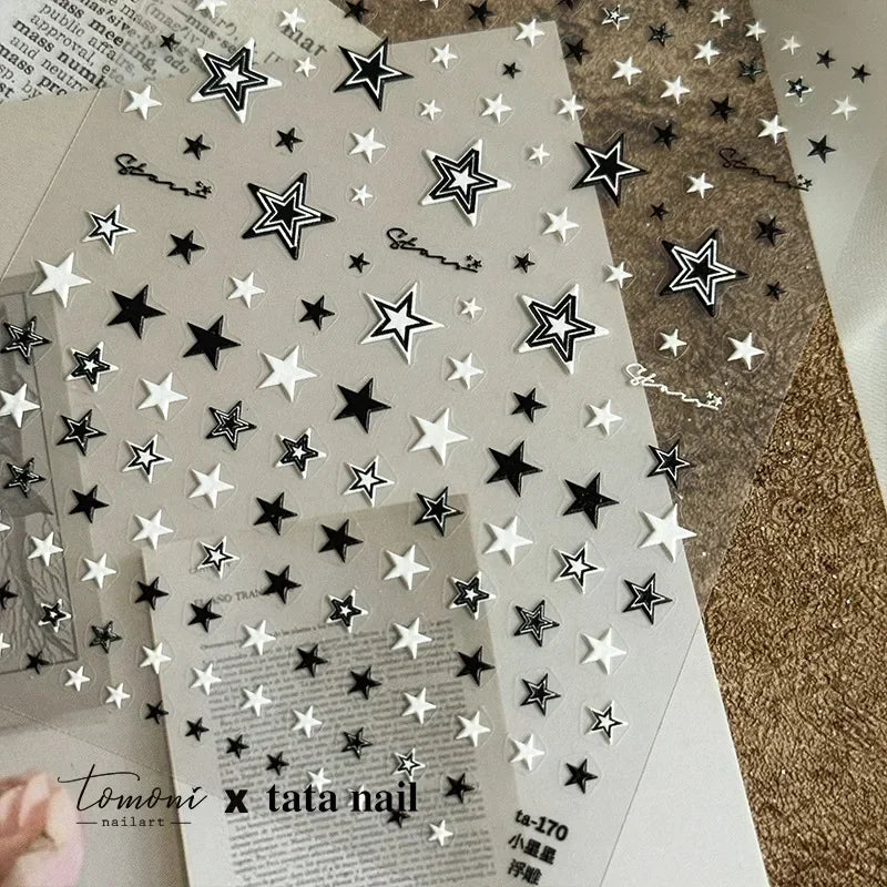 1 piece  5D silver nail stickers metal mini star nail art stickers high quality exquisite decals self-adhesive nail art stickers