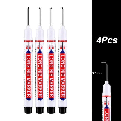 4Pcs/Set 20mm Deep Hole Long Nib Head Markers For Metal Perforating Pen Waterproof Bathroom Woodworking Decoration Multi-Purpose