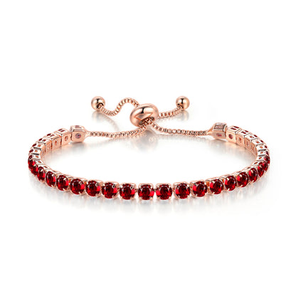 Adjustable Colorful Birthstone Tennis Bracelets for Women 4MM Crystal Bangle Female Hand Chain Trend Jewelry Accessories H133