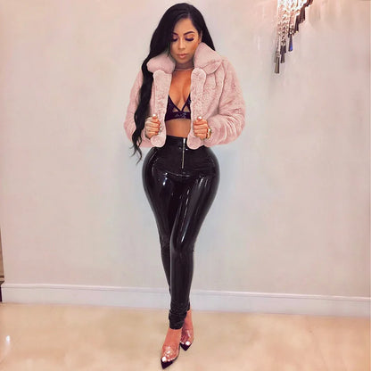 Women Coat Faux Fur Coats Sexy Short Jackets Turn Down Collar Long Maxi Loose Open Stitch Thick Warm Outerwear Autumn Winter