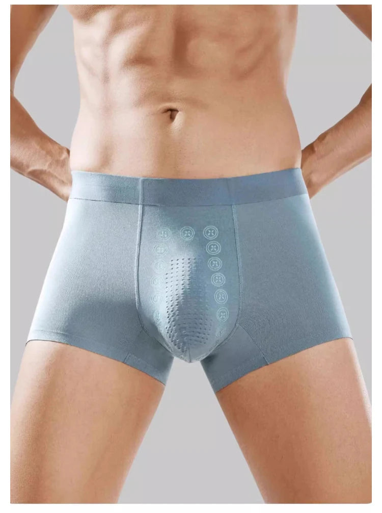 5 pcs Men's Boxer Briefs with Massage Beads Magnetic Therapy Mid Waist Breathable Quick Dry Men's Underwear for Sports Fitness