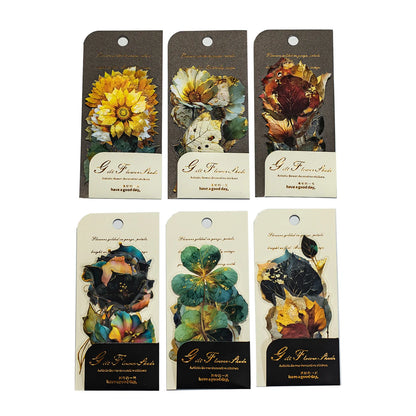 10pcs/1lot Kawaii Scrapbook Sticker Golden Flower Shadow Scrapbooking Supplies Planner Decorative Stationery Sticker