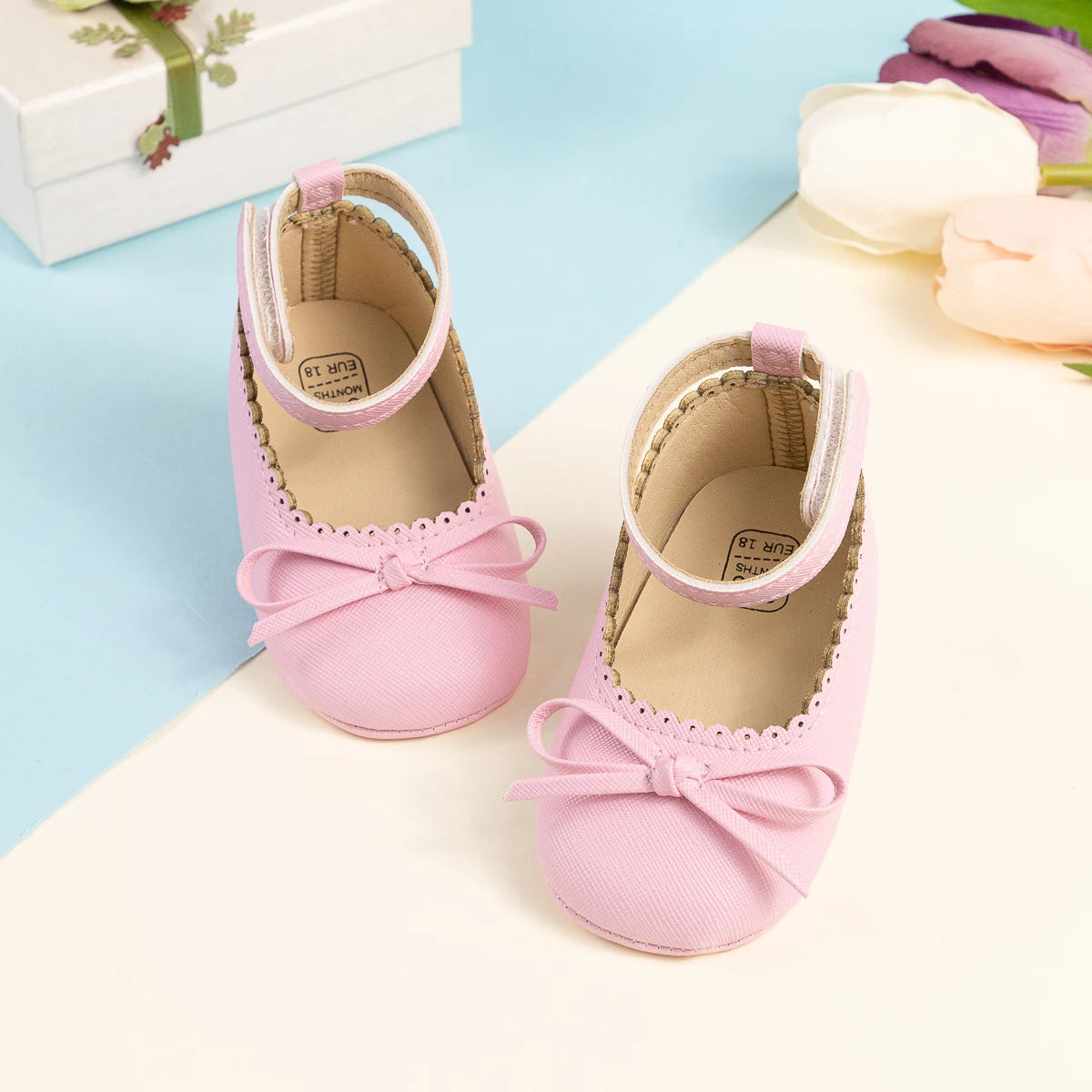 New Baby Shoes Girls' Soft-soled Leather Bowknot Party Princess Shoes Light Flat First Walkers Breathable and Anti-slip