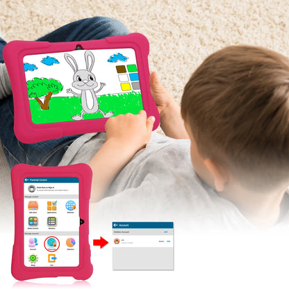 PRITOM 7 Inch Kids Tablet Quad Core Android 13 32GB WiFi Bluetooth Educational Software Installed