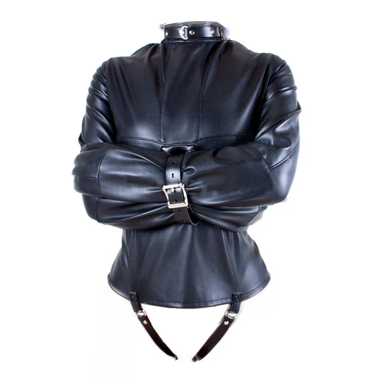 PU Leather Straitjacket BDSM Bondage Harness Female Adult Couple Game Straight Jacket Halloween Costume  Sex Toy for Women