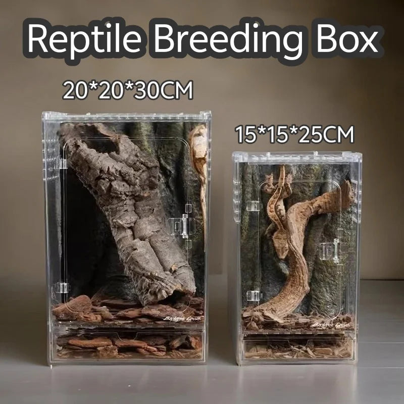Arboreal Transparent PC Reptile Tank Vertical Terrarium Habitat Ventilated Breeding Cage for Crested Gecko, Tree Frog, Tarantula