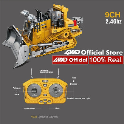 4WD Remote Control Excavator 4x4 Alloy Dump Truck Bulldozer Radio Model RC Car Construction Vehicle with Lights Sound Toy Gift