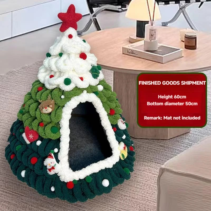 Modern Christmas Tree Cat Tent Knitted Design Warm Pet House for Cats and Kittens Ready to Use Living Room OEM ODM