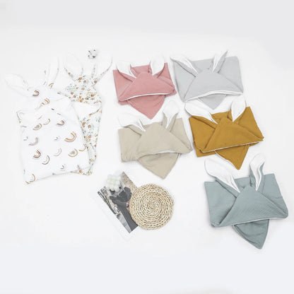 Baby Cotton Hooded Bath Towels Rabbit Ears Cloth Towel Cloak Beach Bathrobe Soft Wrap Blanket for Infants Newborn Boys Girls