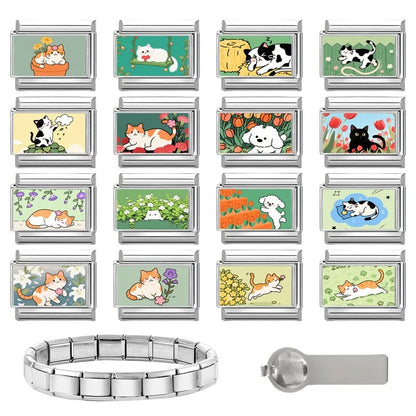 Y2K Cute Funny Sofa Cats Dogs Italian Charm Fit 9mm Stainless Steel Women DIY Bracelet Drop Shipping Fashion Jewelry Wholesale