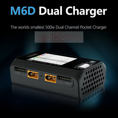 ToolkitRC M6D V3 Charger Black DC 500W Intelligent Dual Channel 1S 2S 3S 4S 5S 6S Toy Model Car Lithium Battery Fast Charging