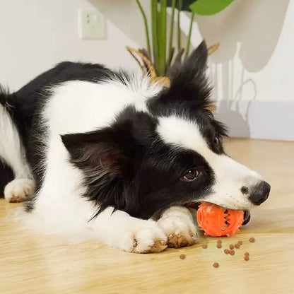 Dog Interactive Chew Treat Dispensing Ball - Self-Play, Boredom Relief, Bite-Resistant, Teeth Cleaning Pet Toy,