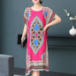 Casual Elegant Bohemian Printed Ethnic Style Retro Floral Woman Summer Street Wear Batwing Sleeve Loose Tunic Maternity Dress