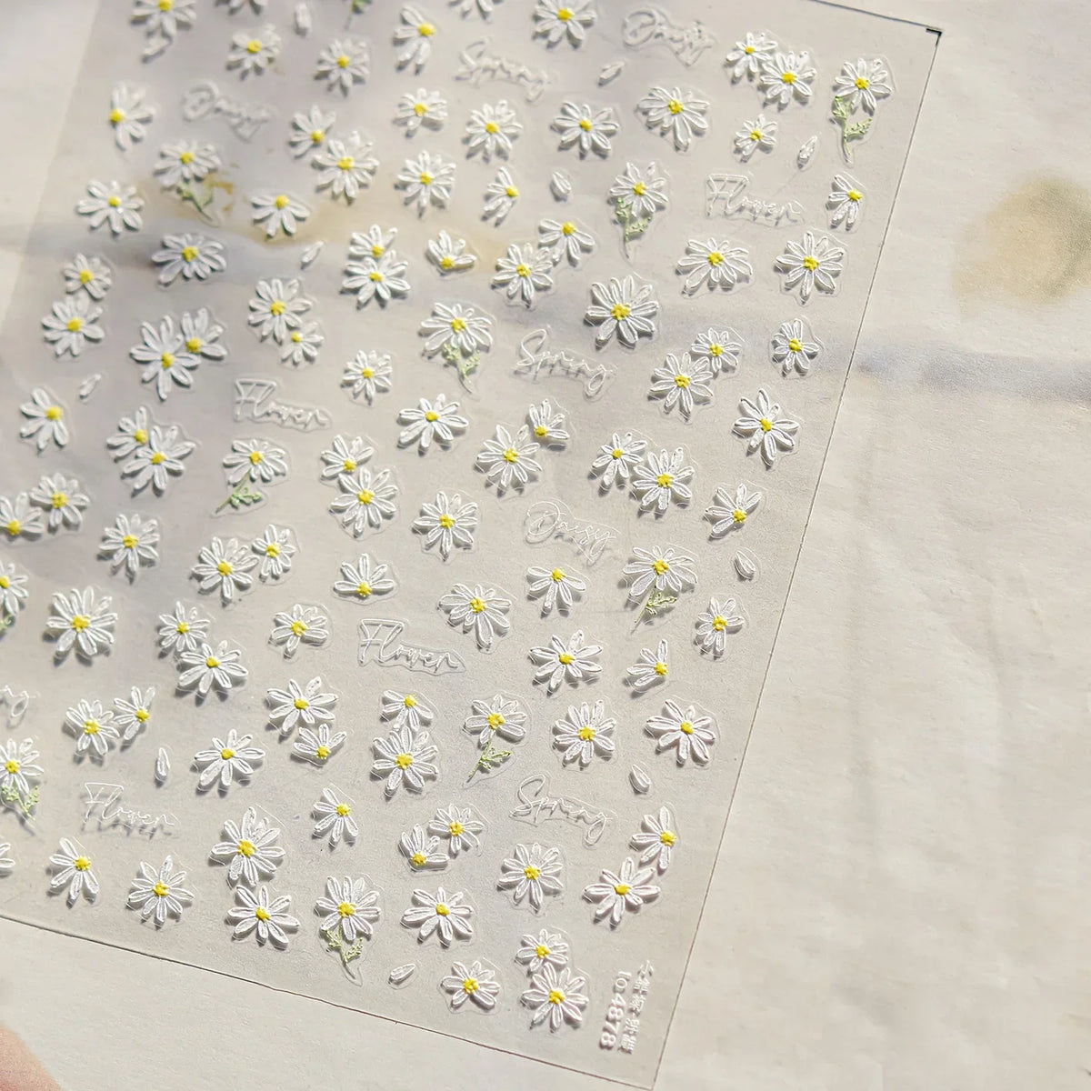 White Flower Petal Cherry Blossom Peach Blossom Falling Petal Floral Gradient 5D Self Adhesive Nail Art Sticker Manicure Decals