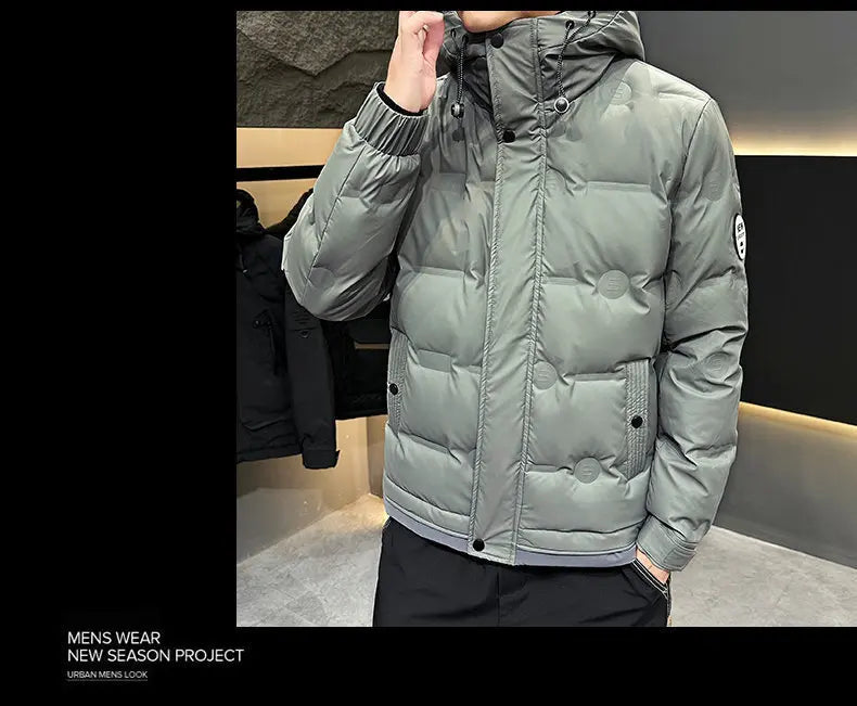 Hip Hop Men's Lightweight Hooded Down Jackets Winter Fashion Windbreaker Thick Warm Coats Outdoor Sport White Duck Down Jacket