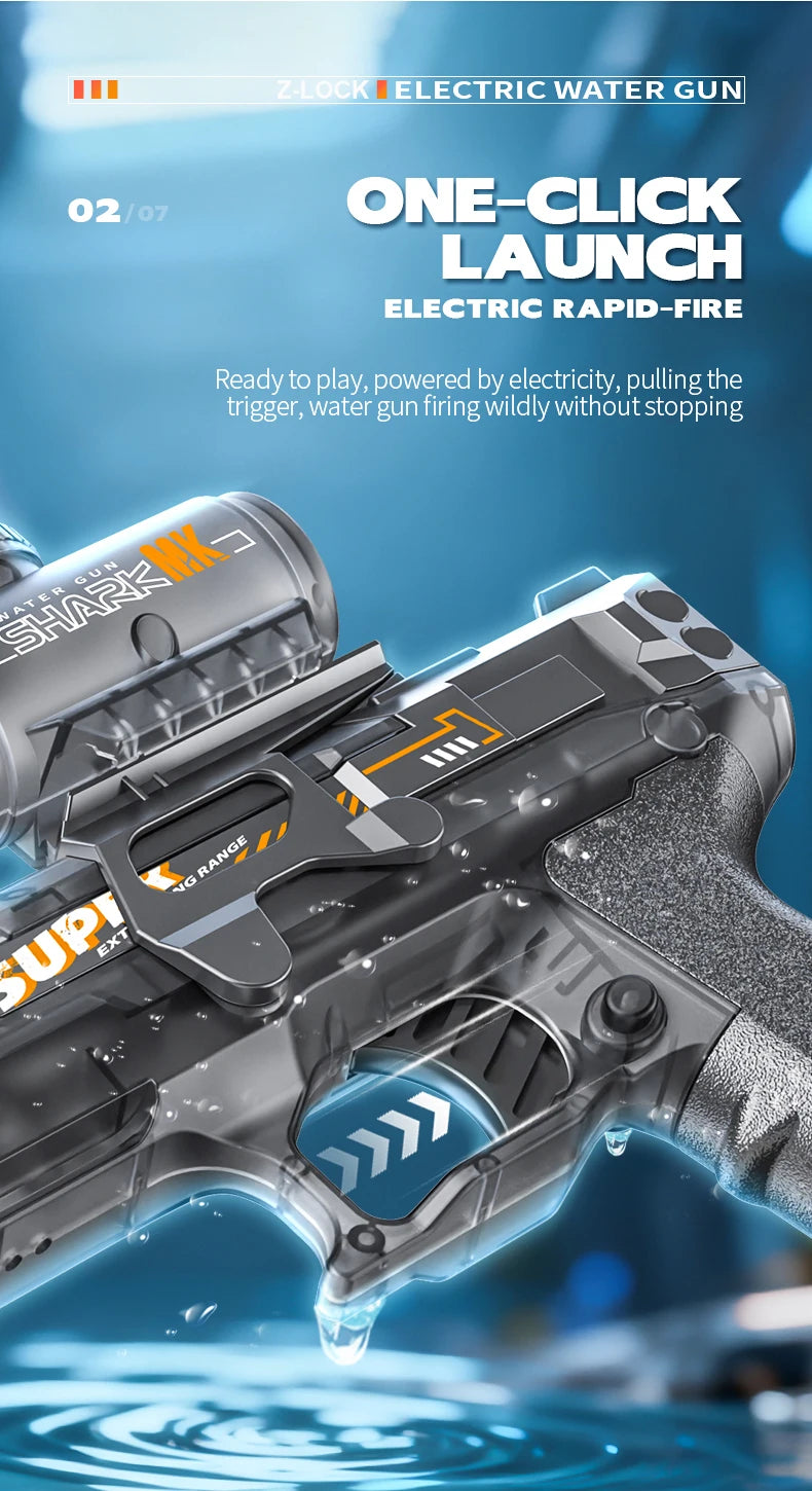 Simulated Firing and Recoil Electric Water Gun Toys Children Automatic Sensor Lights Water Pistol Summer Outdoor Beach Kids Toy