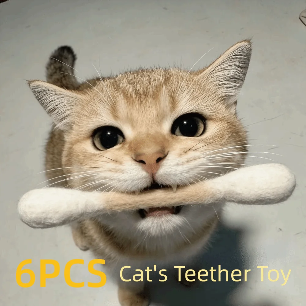 6Pcs Oversized Cotton Swab Cat Toy Anti-Boredom Durable Kitten Chew Toy Soft Texture Lightweight Cat Teething Chew Toy