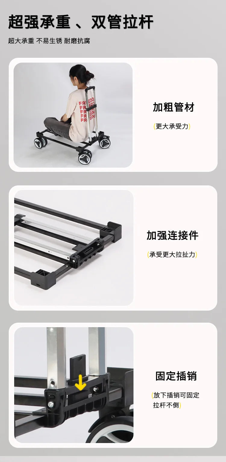 Large Space Foldable Pet Trolley Silent Wheel Pet Travel Box Portable Car Carrier Cage For Small Medium Dogs Cats Outdoor Trip
