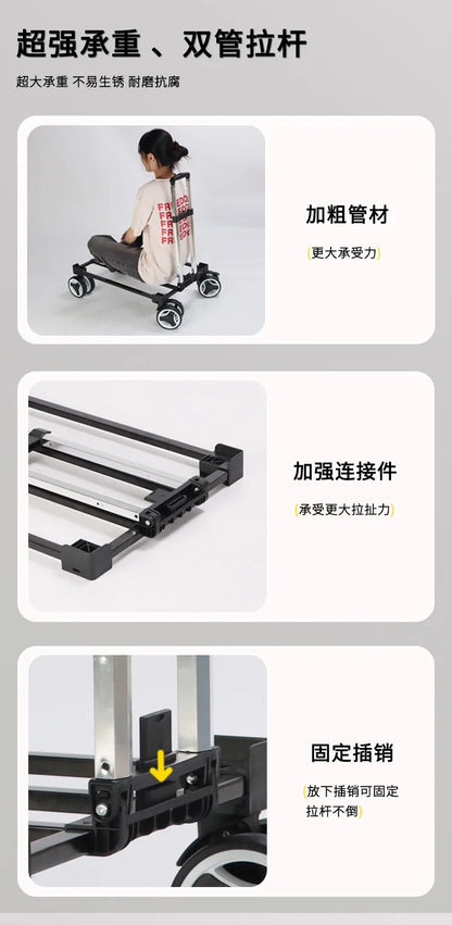 Large Space Foldable Pet Trolley Silent Wheel Pet Travel Box Portable Car Carrier Cage For Small Medium Dogs Cats Outdoor Trip