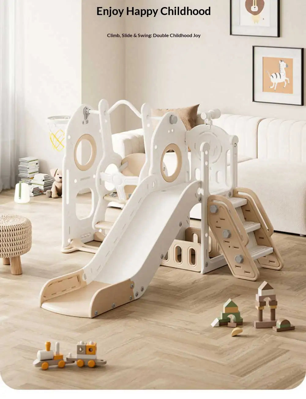 Fun Play Equipment for Children Multifunctional Kids Indoor Slide Swing Set Baby Small Home Amusement Park Playground Toy