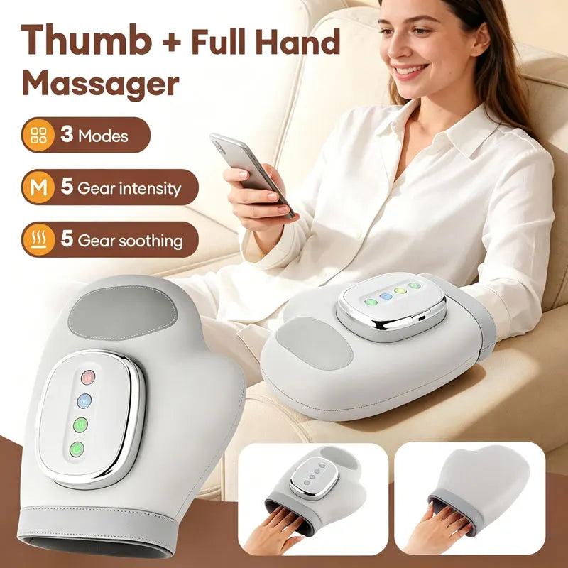 5 Level Hand Massager with Airbag Compression Finger Wrist Palm Massage Machine Vibration Glove for Hand Muscle Relax