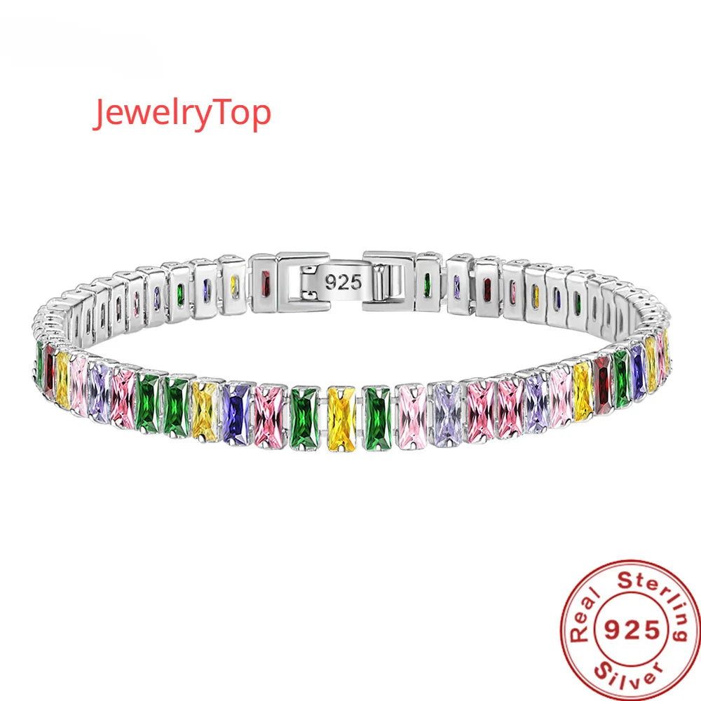 Hot Sales 925 Sterling Silver Bracelet Noble Color Crystal Hand For Women Charm Wedding Designer Jewelry Gift Party 18cm