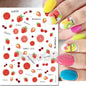 3d Nails Art Decals Spring Fruits Pink Full Tips Peony Magnolia Flowers Adhesive Sliders Stickers Decoration For Nails Manicure