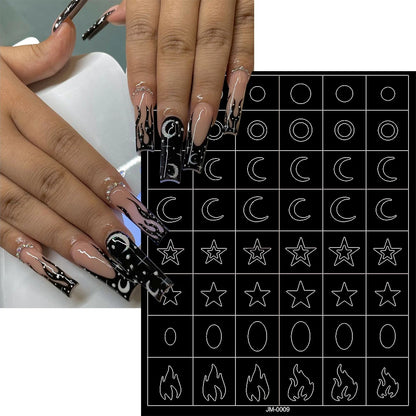 24-Design Airbrush Stencil Nail Stickers 1Pcs Butterfly/Heart/French Line Nail Decal Adhesived DIY Nail Template Airbrush Slider