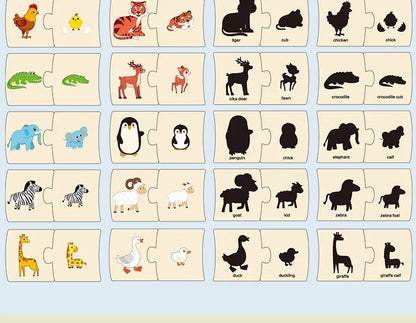 Children's Iron Box Number Enlightenment Paired Wooden Animal Food Puzzle Board Logical Thinking Training Game Educational Toys