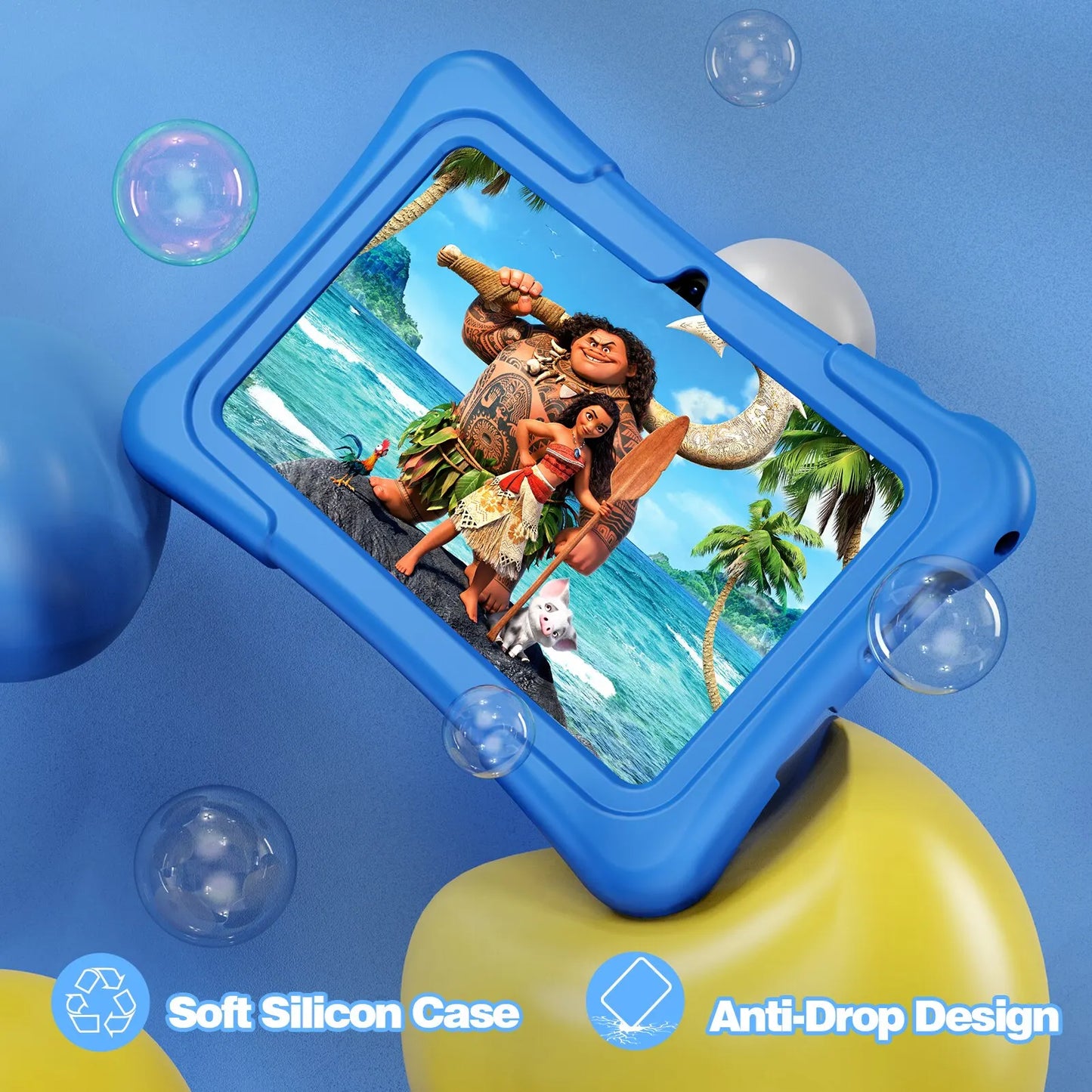 PRITOM Tablet for Kids 7 Inch Android 13 32 GB WiFi Bluetooth Dual Camera Educational Software Installed with Proof Case