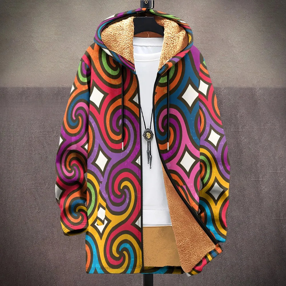 Men Cardigans Coats Skull Head Printed Plush Thick Winter Abstract Art Graphics Jackets Casual Streetwear Unisex Clothing