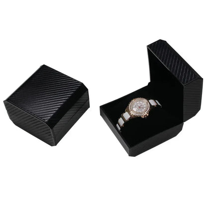 Black Single Watch Gift Box with Pillow PU Leather Wristwatch Display Case Organizer for Men Clamshell PU leather watch case