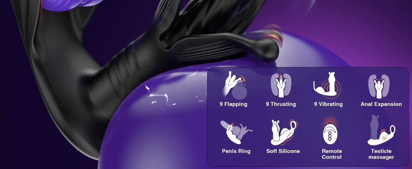 Prostate Massager Anal Plug with 9 Tension Shock Flapping Thrusting Vibrating Butt Plug APP Control Male Vibrator Adult Sex Toys