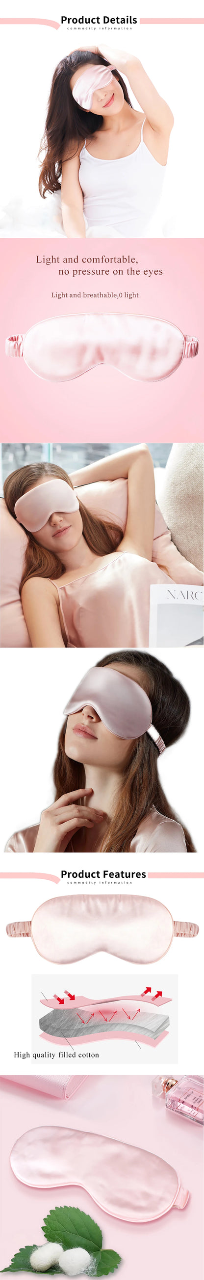 100% Pure Silk Double-Side Shading EyeShade Sleeping Eye Mask Cover Eyepatch Blindfolds Eyeshade Health Sleep Shield Light