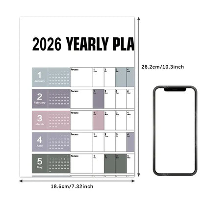 2026 Wall Calendar Planner - Full Year View Calendar 2026, Year Wall Planner 2026 with stickers and Double-Sided Round Stick