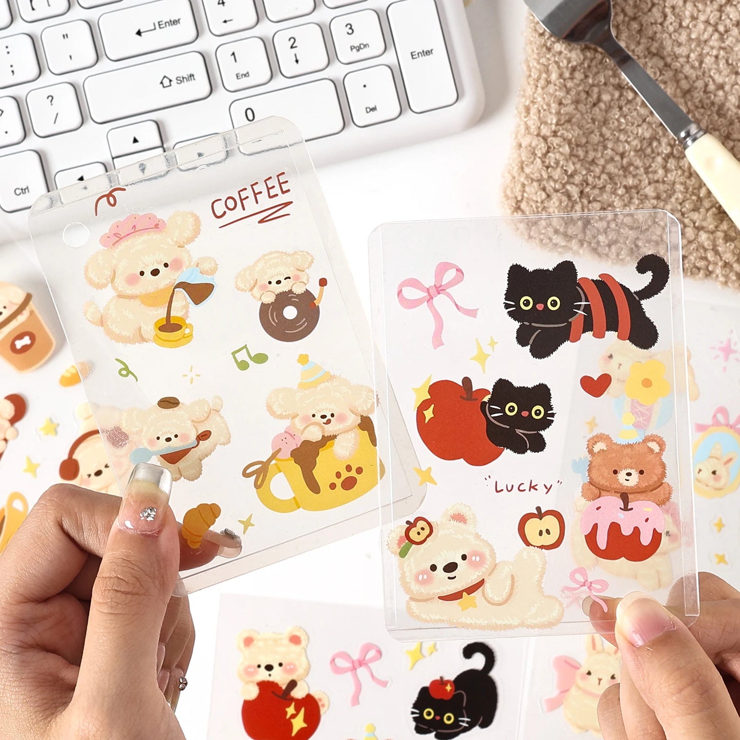 4/16 Pcs Cute Pet Club PET Stickers Pack for Junk Journal DIY Scrapbooking School Supplies Handmade Collage Creative Stationery