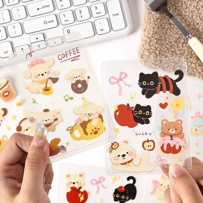 4/16 Pcs Cute Pet Club PET Stickers Pack for Junk Journal DIY Scrapbooking School Supplies Handmade Collage Creative Stationery