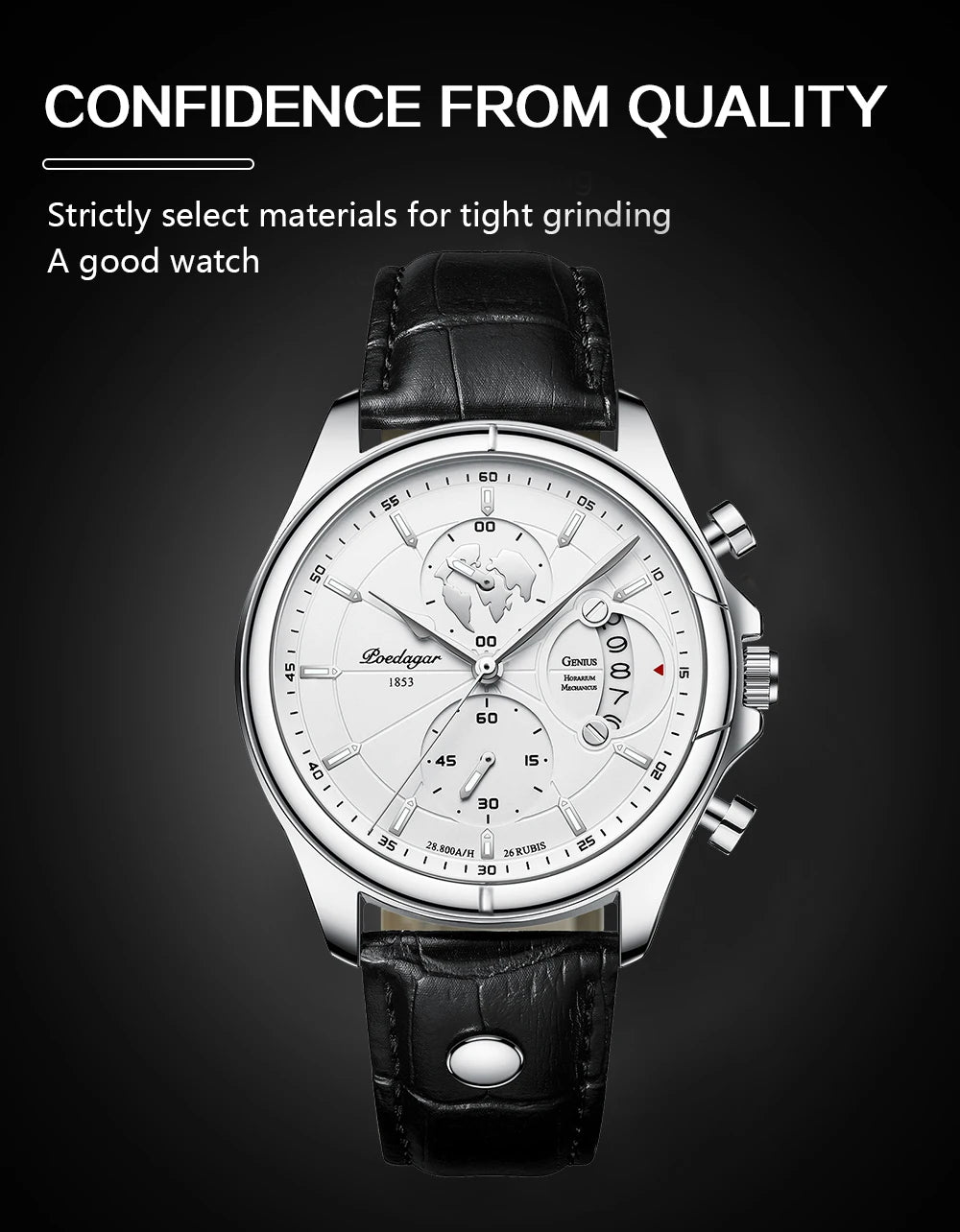 POEDAGAR Luxury Man Wristwatch Chronograph Date Waterproof Leather Men Watch Casual Quartz Men's Watches Sports Male Clock Reloj