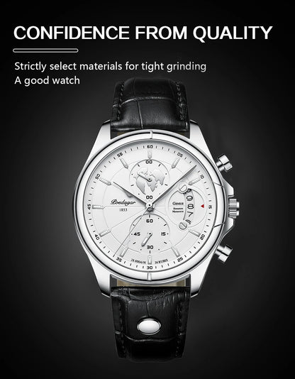 POEDAGAR Luxury Man Wristwatch Chronograph Date Waterproof Leather Men Watch Casual Quartz Men's Watches Sports Male Clock Reloj