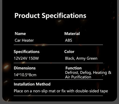 12v/24v digital display 150W car heater 2 gear speed regulation for defrosting defogging heating Air Purification 2026 ﻿