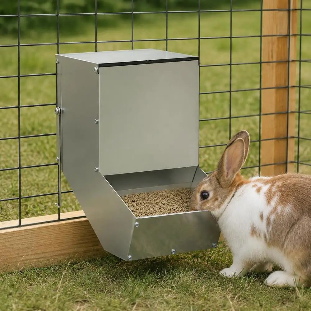 Rabbit Feeder, Galvanized Steel Hanging Hay Rack For Hutch And Cage, Easy Filling And Feeding, Silver, 17.5x26x28.5 Cm