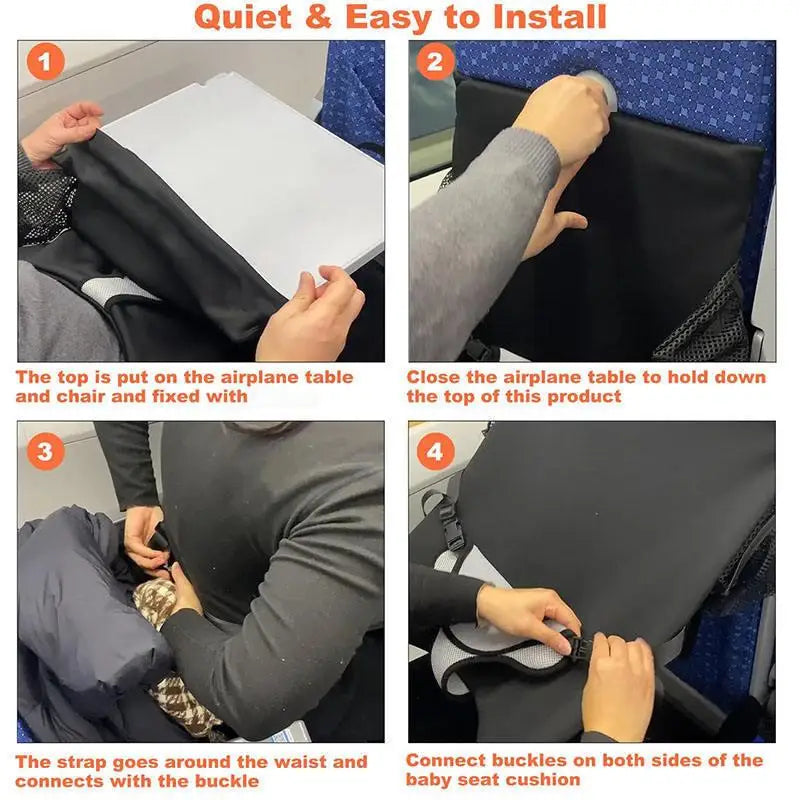 Travel Airplane Bed For Baby Pedals Bed Kids Airplane Seat Extender with Side Pocket Portable Foot Rest Hammock Car Sleep Crib