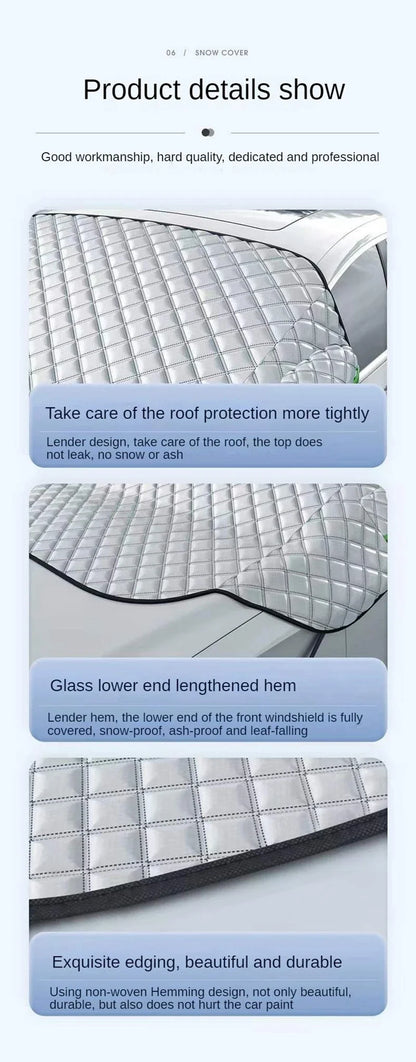 All-Weather Magnetic Windscreen Cover - Waterproof Snow/Frost/Ice Protector & Sun Shade, 5 Magnets + Door Flaps, Universal Fit