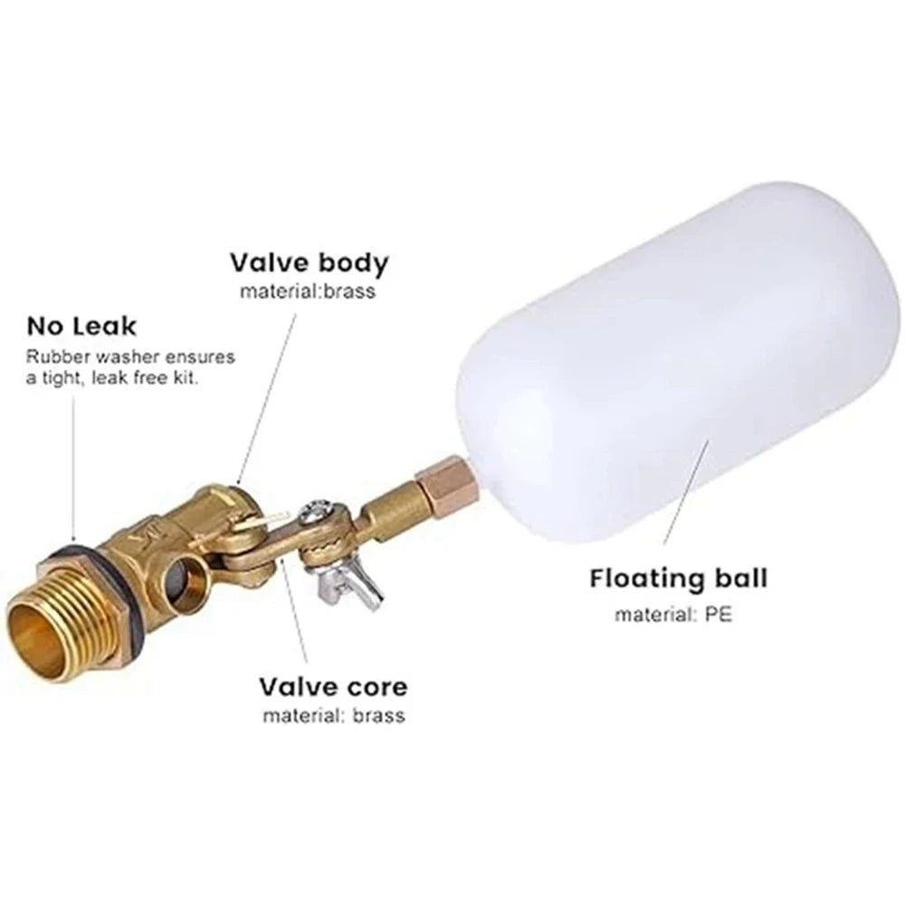 1/2'' Water Float Valve For Pond Float Valve For Automatic Water Bowl Horse Goat Sheep Pig Dog Water Trough Livestock Supplies