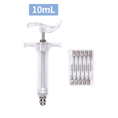 10/20/30/50ml Farm Animal Syringes Plastic Adjustable Dose Vaccine Injection with 10pcs needles Livestock Dispensing Tools
